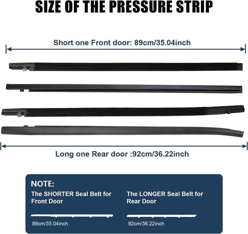 ItranMc Car Window Weather Stripping Molding Trim Belt,Compatible with Honda Civic 2016-2021 4-Door Sedan, Replace#72450-TEA-T01 72410-TEA-T01 72950-TEA-T01 72910-TEA-T01 - Image 5